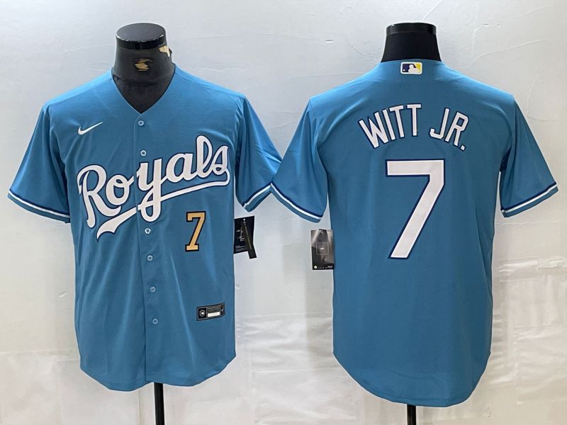 Men Kansas City Royals #7 Witt jr Light Blue 2024 Nike Game MLB Jersey style 1
